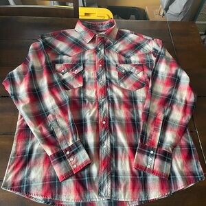 Wrangler Men’s Plaid XXXL Long Sleeved Snap up Western Shirt
